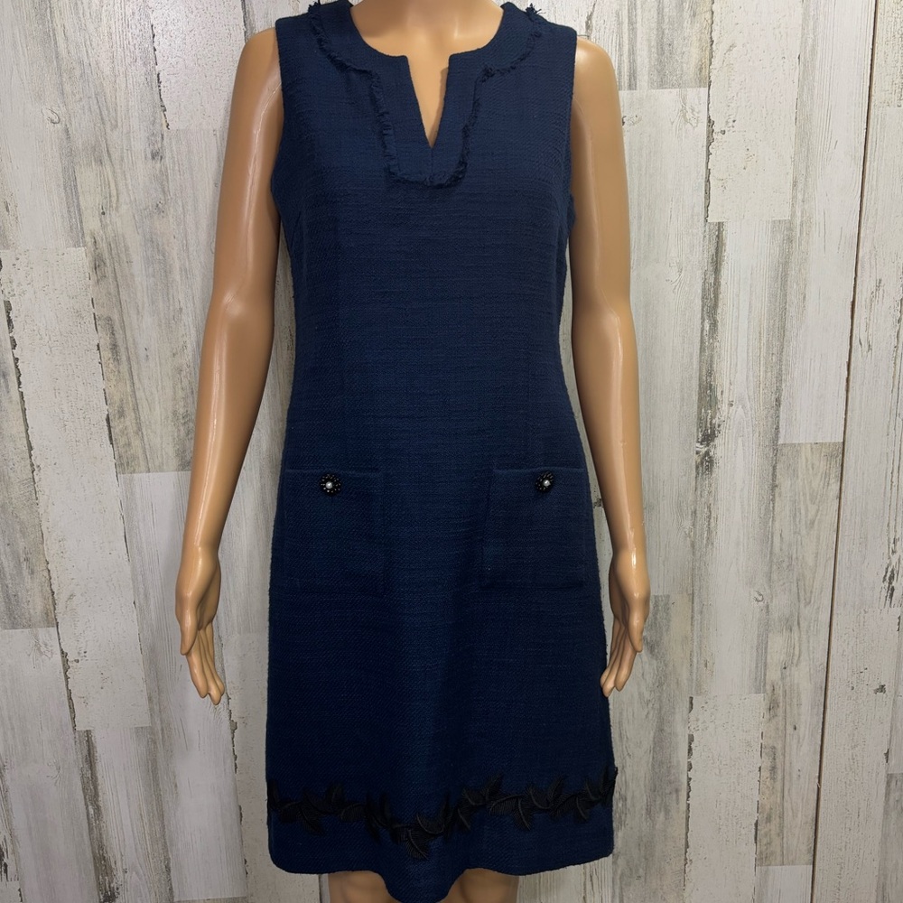 Karl Lagerfeld Midnight Blue Tweed Shift Dress